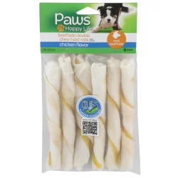 Paws Happy Life Chicken Flavor Beefhide Double Chew Twist Rolls For Dogs