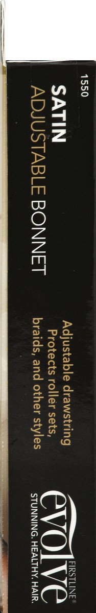 slide 3 of 6, Firstline Evolve Black Drawstring Satin Adjustable Luxe Bonnet 1 ea, 1 ct