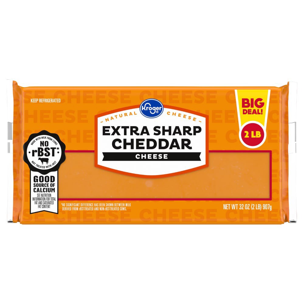 slide 1 of 1, Kroger® Extra Sharp Cheddar Cheese Bar, 32 oz