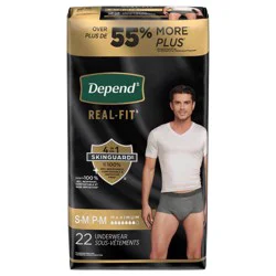 Depend Real Fit Incontinence Underwear for Men, Disposable, Maximum Absorbency, Small/Medium, Grey, 22 Count
