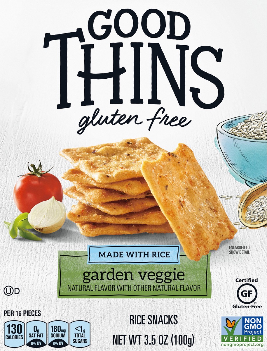 slide 6 of 9, GOOD THiNS Gluten Free Garden Veggie Rice Snacks, 3.5 oz