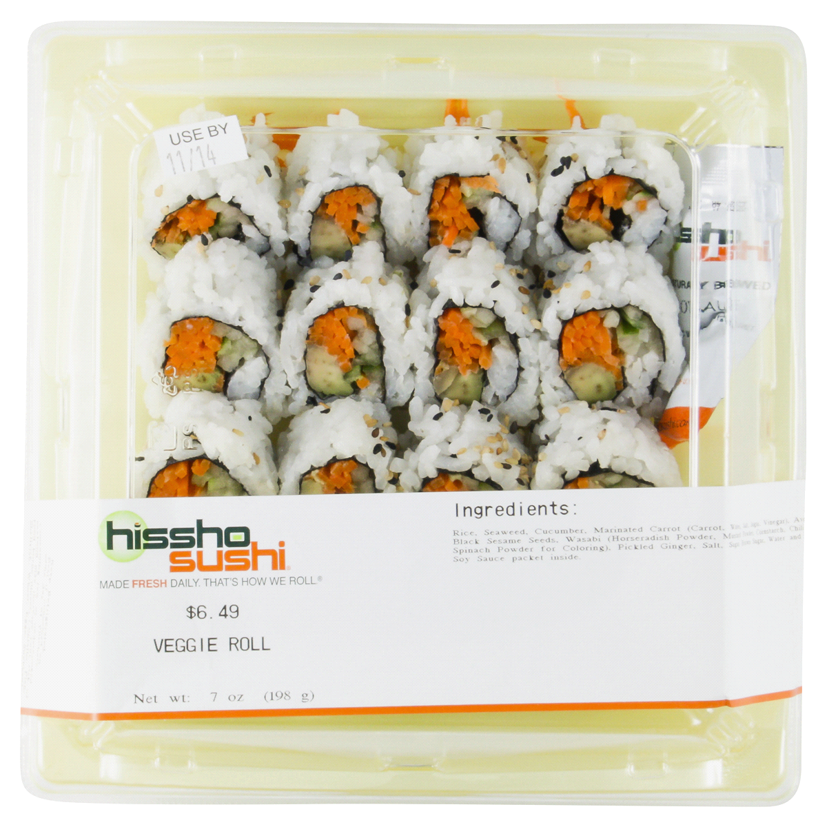 slide 2 of 2, Hissho Sushi Veggie Roll, 7 oz