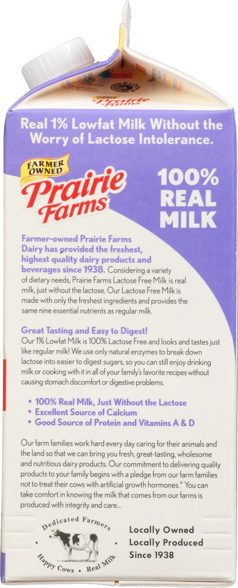 slide 5 of 9, Prairie Farms 100% Lactose Free 1% Lowfat Milk 0.5 gl Carton, 1/2 gal