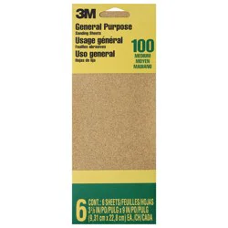 3M 100 Medium General Purpose Sanding Sheets 6 ea