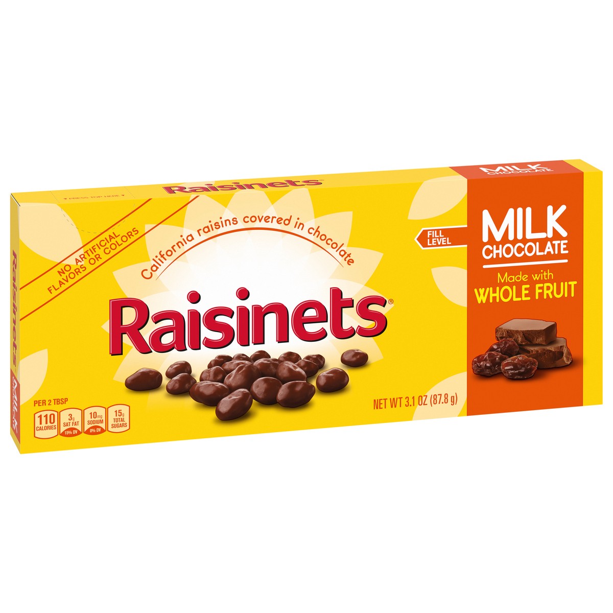 slide 7 of 9, Raisinets Milk-Chocolate-Covered California Raisins, Movie Theater Candy Box, 3.1oz, 3.1 oz