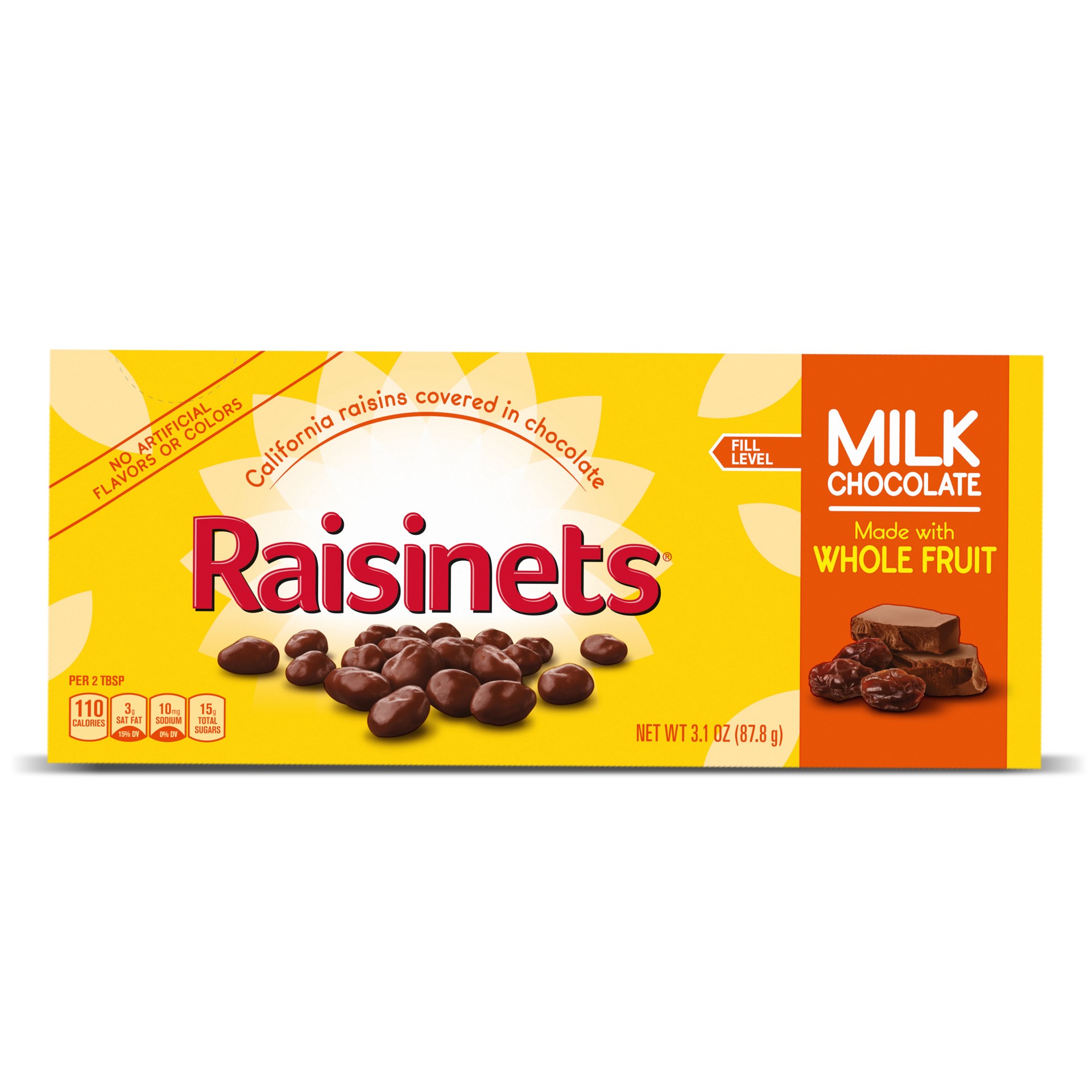 slide 1 of 9, Raisinets Milk-Chocolate-Covered California Raisins, Movie Theater Candy Box, 3.1oz, 3.1 oz