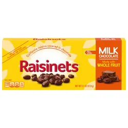 Raisinets Milk-Chocolate-Covered California Raisins, Movie Theater Candy Box, 3.1 oz