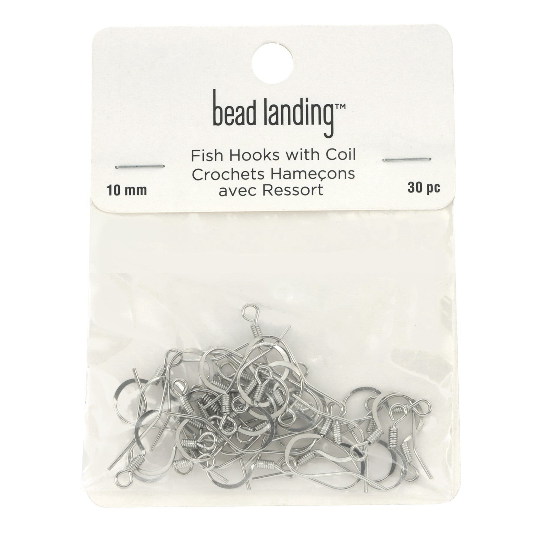 slide 2 of 2, Earring Fish Hooks With Coils By Bead Landing, 10 mm