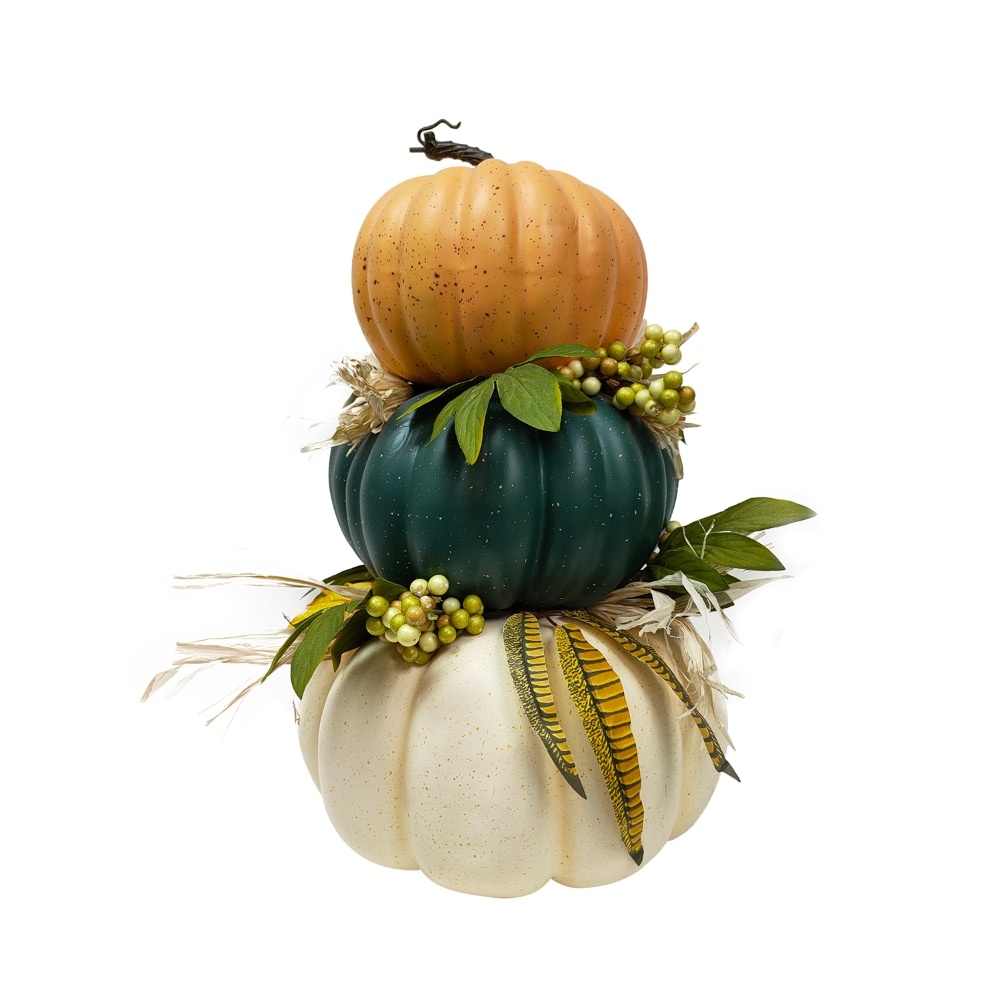 slide 1 of 1, Holiday Home 3 Stack Pumpkins Decor, 20.5 in