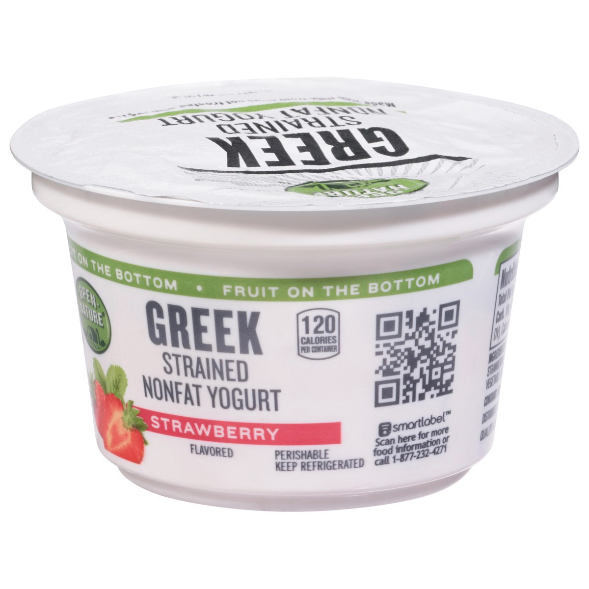 slide 6 of 9, Open Nature Yogurt Greek Nonfat Strained Fruit on the Bottom Strawberry, 5.3 oz