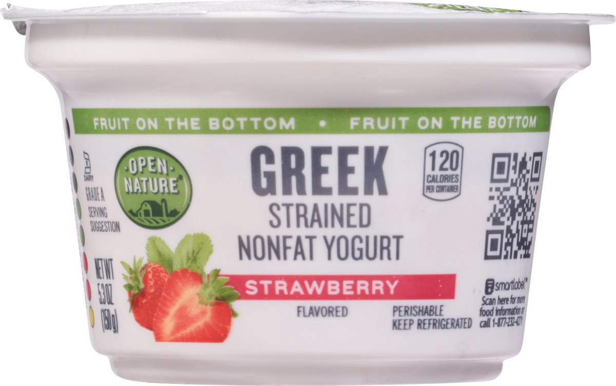 slide 4 of 9, Open Nature Yogurt Greek Nonfat Strained Fruit on the Bottom Strawberry, 5.3 oz