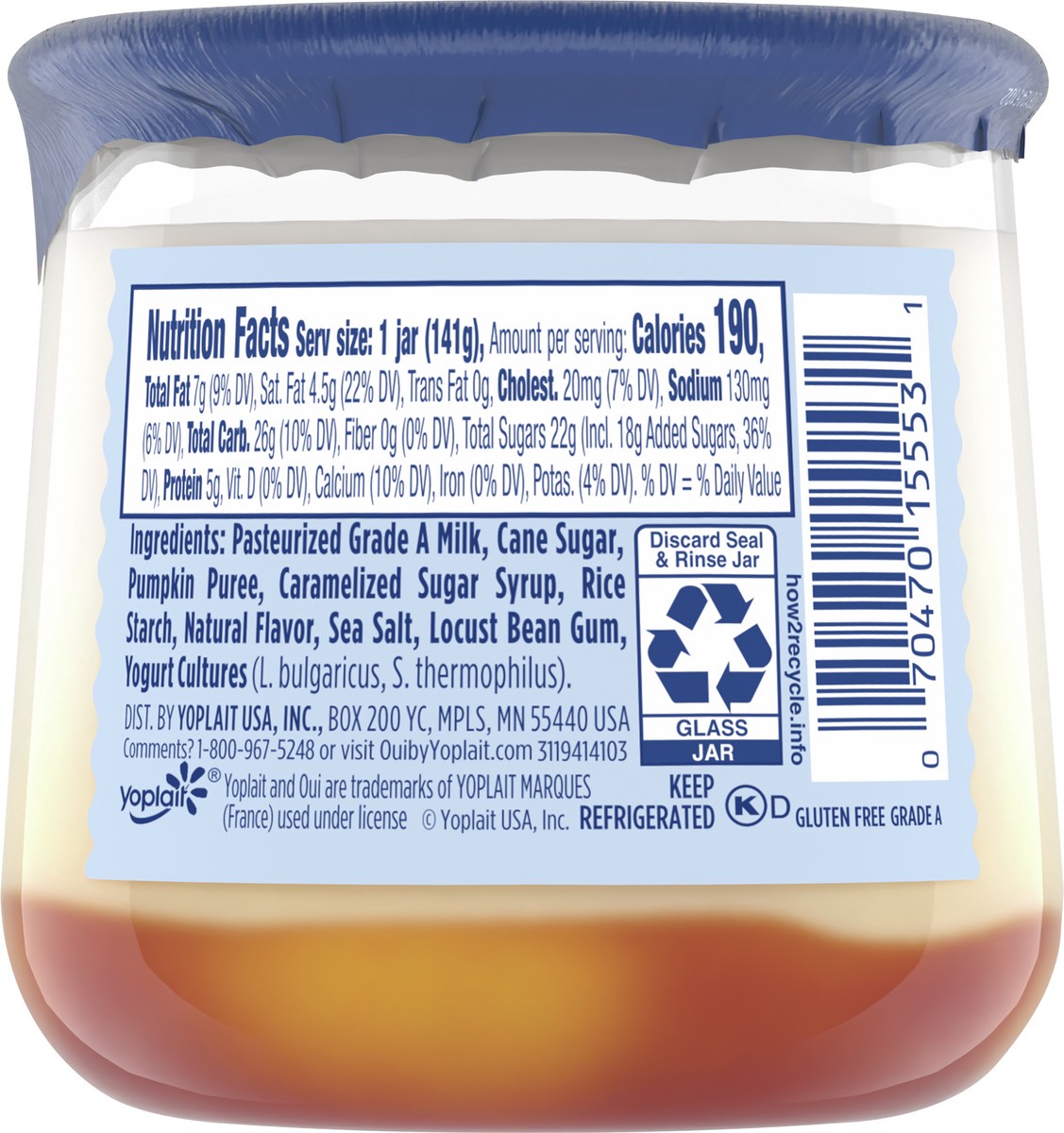 slide 5 of 8, Oui by Yoplait French Style Pumpkin Caramel Whole Milk Yogurt 5 OZ Jar, 5 oz