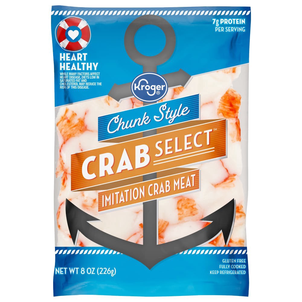 slide 1 of 2, Kroger Leg Style Crab Select Imitation Crab Meat, 8 oz