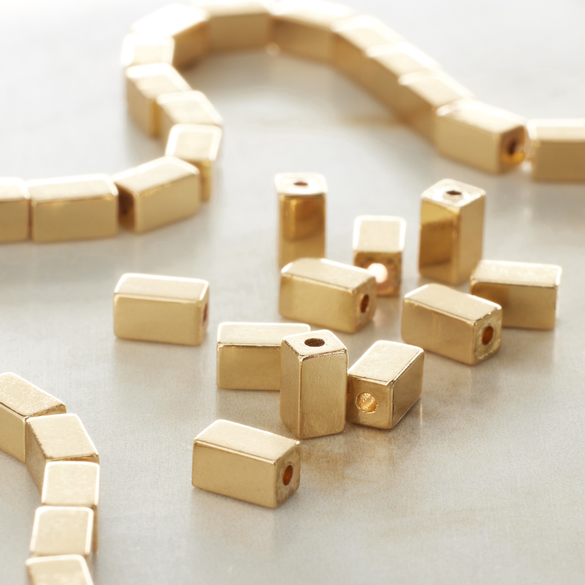 slide 5 of 5, Gold Hematite Square Beads, 5mm By Bead Landing, 5 mm