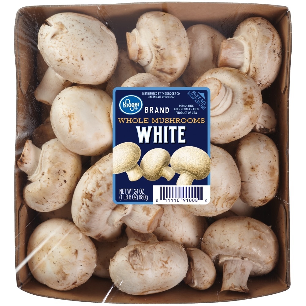 slide 1 of 1, Kroger Whole White Mushrooms, 24 oz