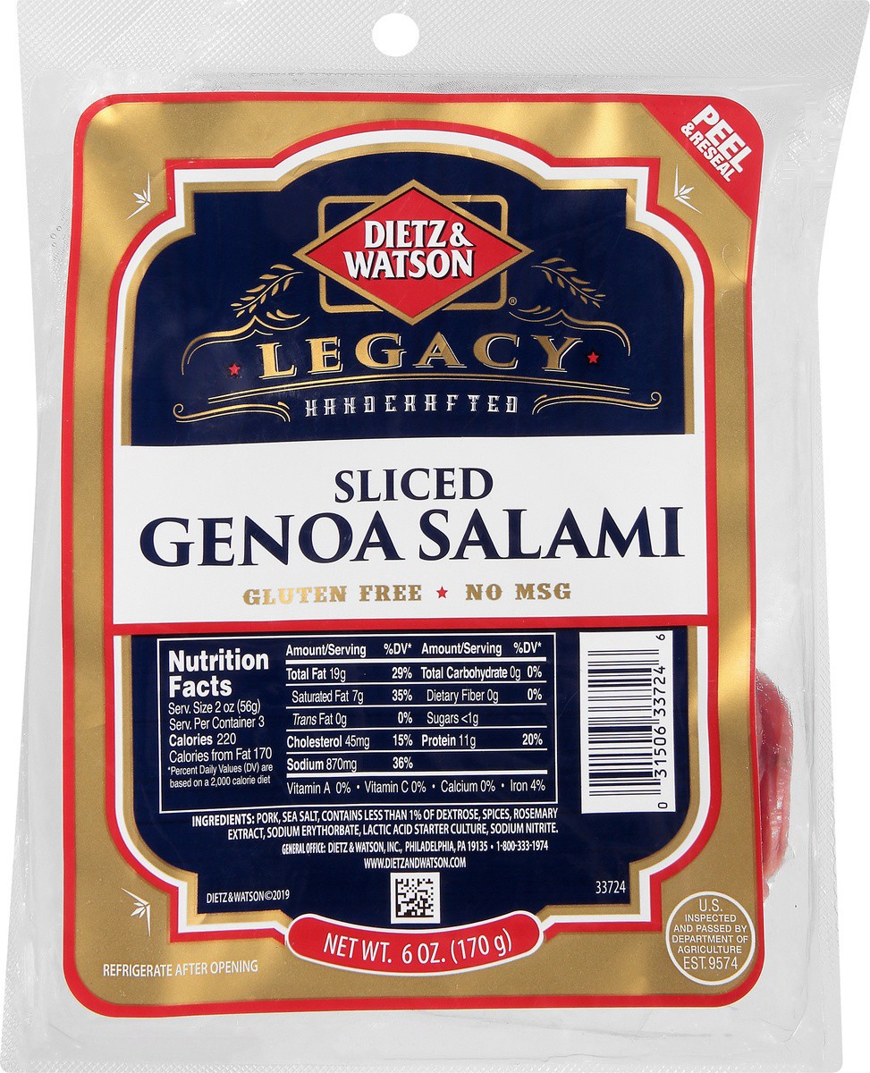 slide 6 of 9, Dietz & Watson Genoa Salami Pillow Pack, 6 oz