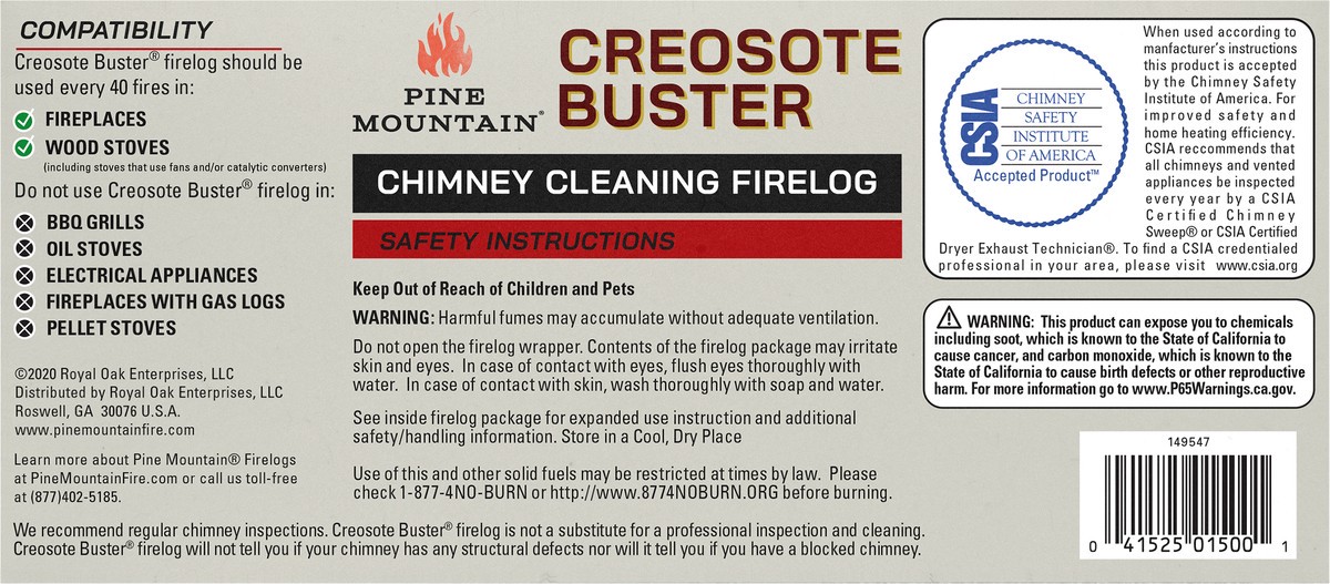 slide 3 of 10, Pine Mountain First Alert Creosote Buster Firelog, 3.5 lb