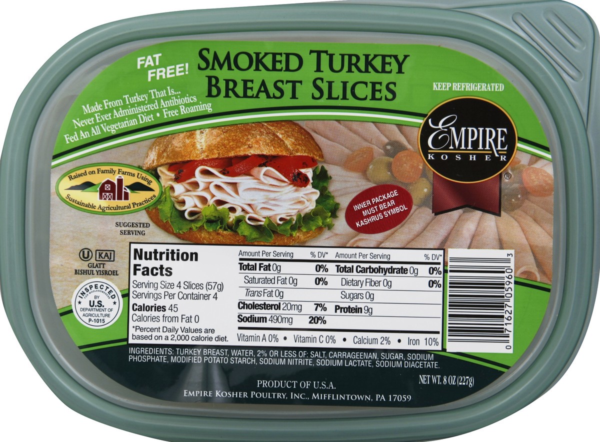 slide 4 of 4, Empire Kosher Smoked Turkey Breast Slices, 8 oz