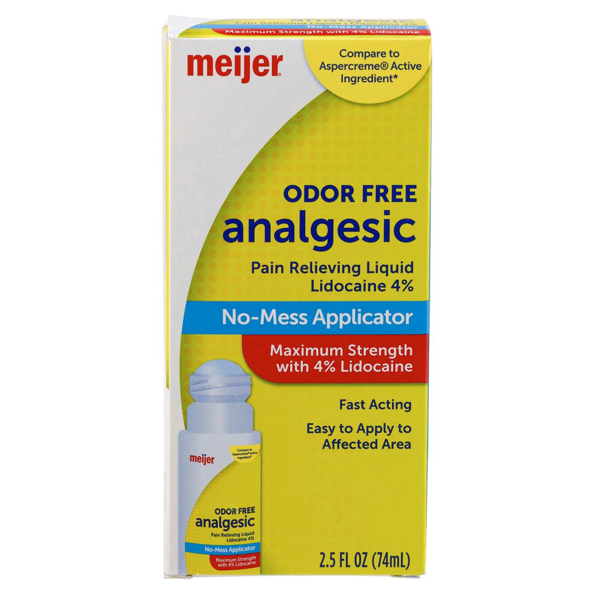 slide 1 of 1, Meijer Analgesic +Lido Roll On, 2.5 oz