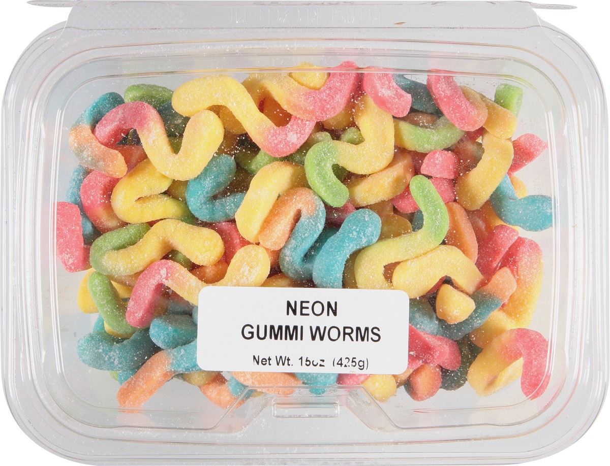 slide 4 of 11, The Gummi Factory Neon Worms, 15 oz