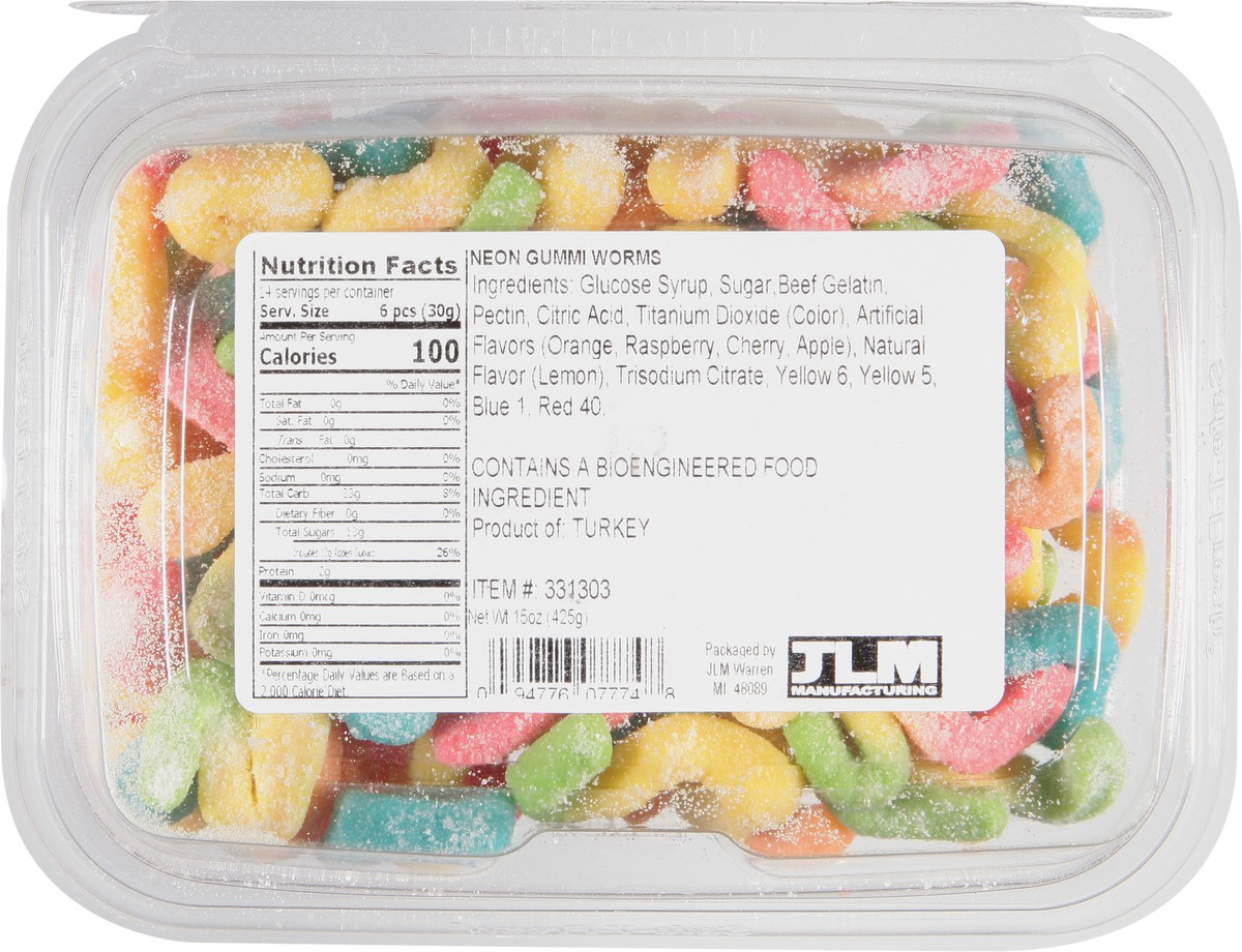 slide 11 of 11, The Gummi Factory Neon Worms, 15 oz