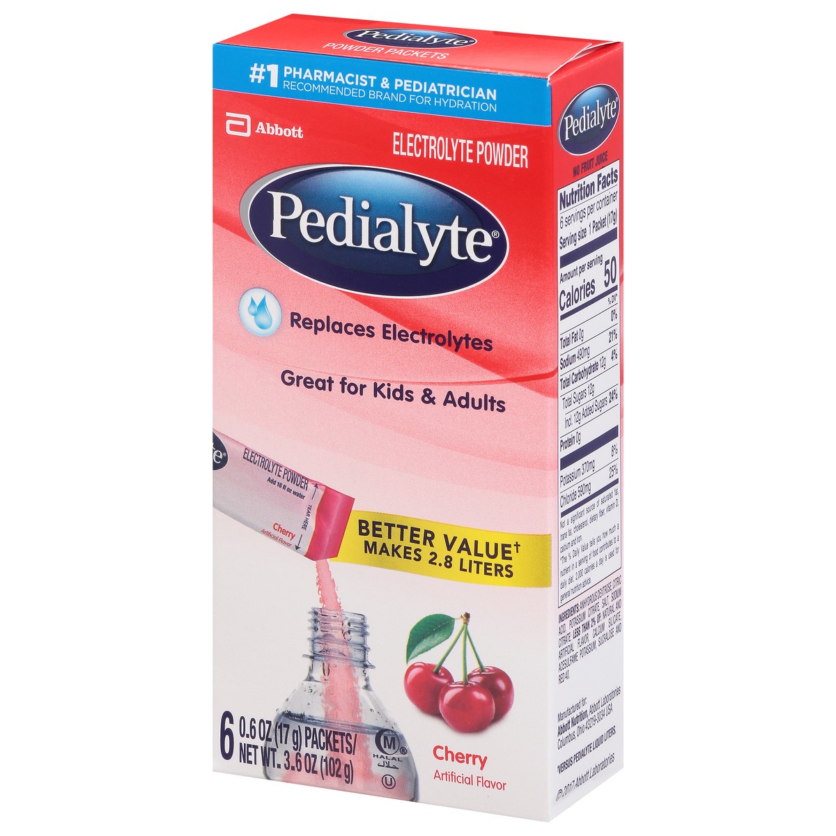 slide 3 of 9, Pedialyte Cherry Flavor Electrolyte Powder 6 - 0.06 oz Packets, 6 ct