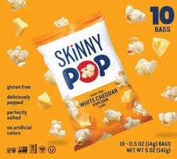 Skinny Pop Dairy Free White Cheddar Popcorn Multipack - 10 ct; 0.5 oz