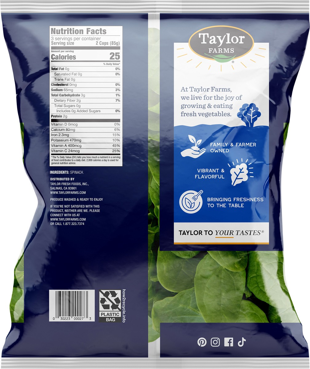 slide 6 of 7, Taylor Farms Spinach Leaves, 9 oz