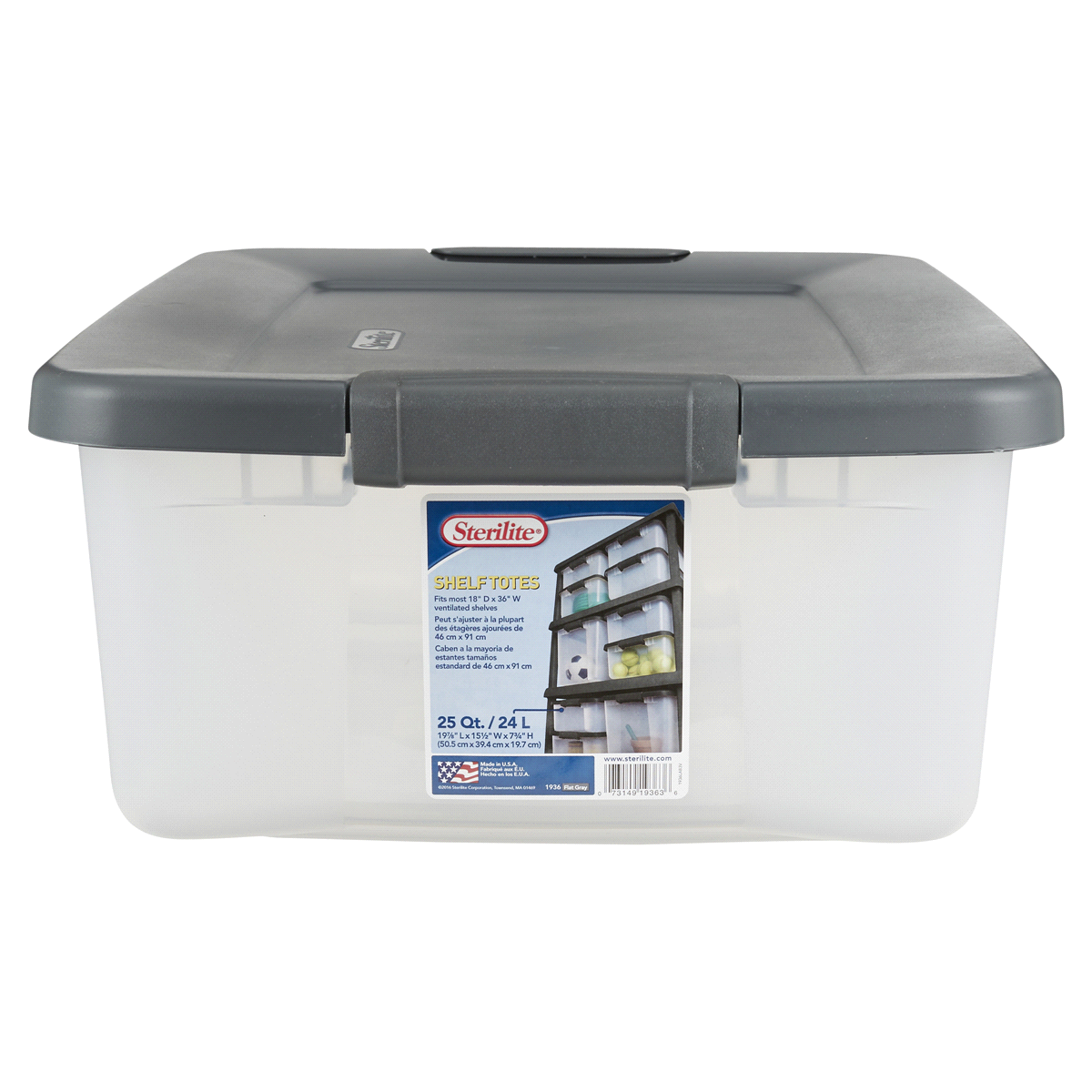slide 1 of 1, Sterilite Shelftotes Storage Tote With Lid - Clear, 25 qt