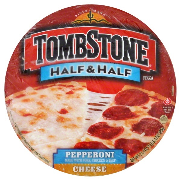 slide 1 of 1, Tombstone Half & Half Pizza Pepperoni/Cheese, 21.4 oz