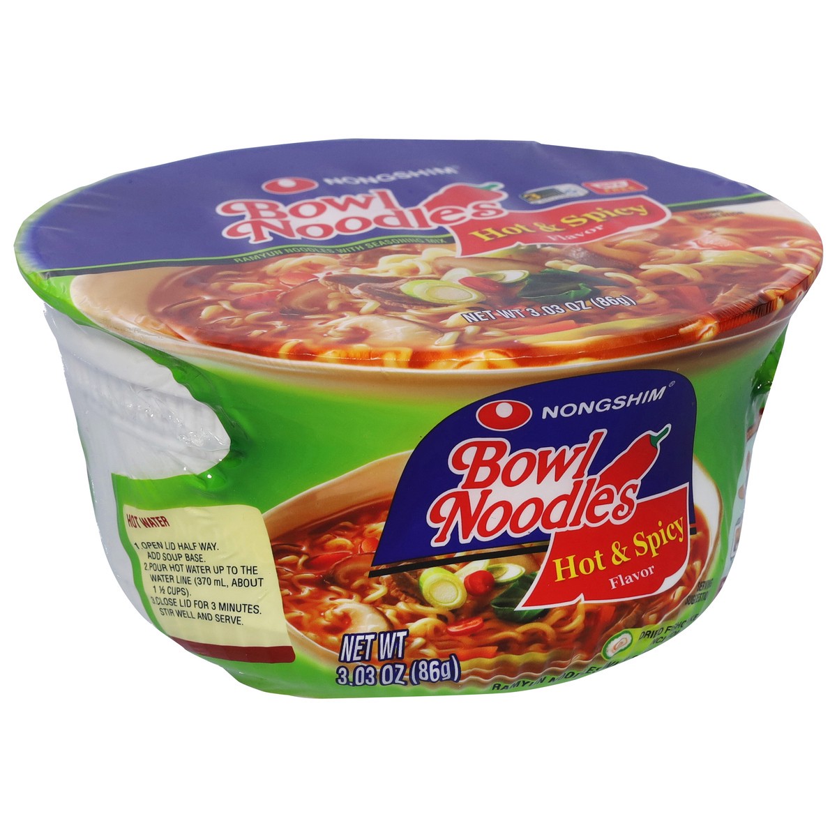 slide 4 of 9, Nongshim Hot & Spicy Flavor Bowl Noodles 3.03 oz, 3.03 oz