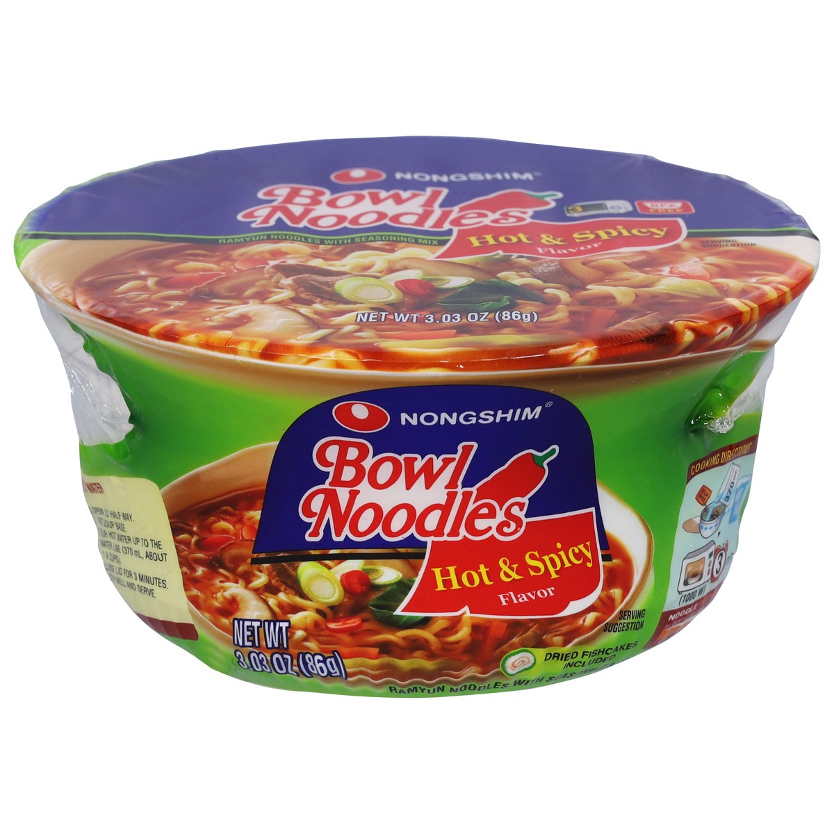 slide 1 of 9, Nongshim Hot & Spicy Flavor Bowl Noodles 3.03 oz, 3.03 oz