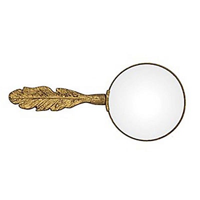 slide 1 of 1, Creative Coop Pewter Magnifying Glass with Feather Handle, 8.25 in