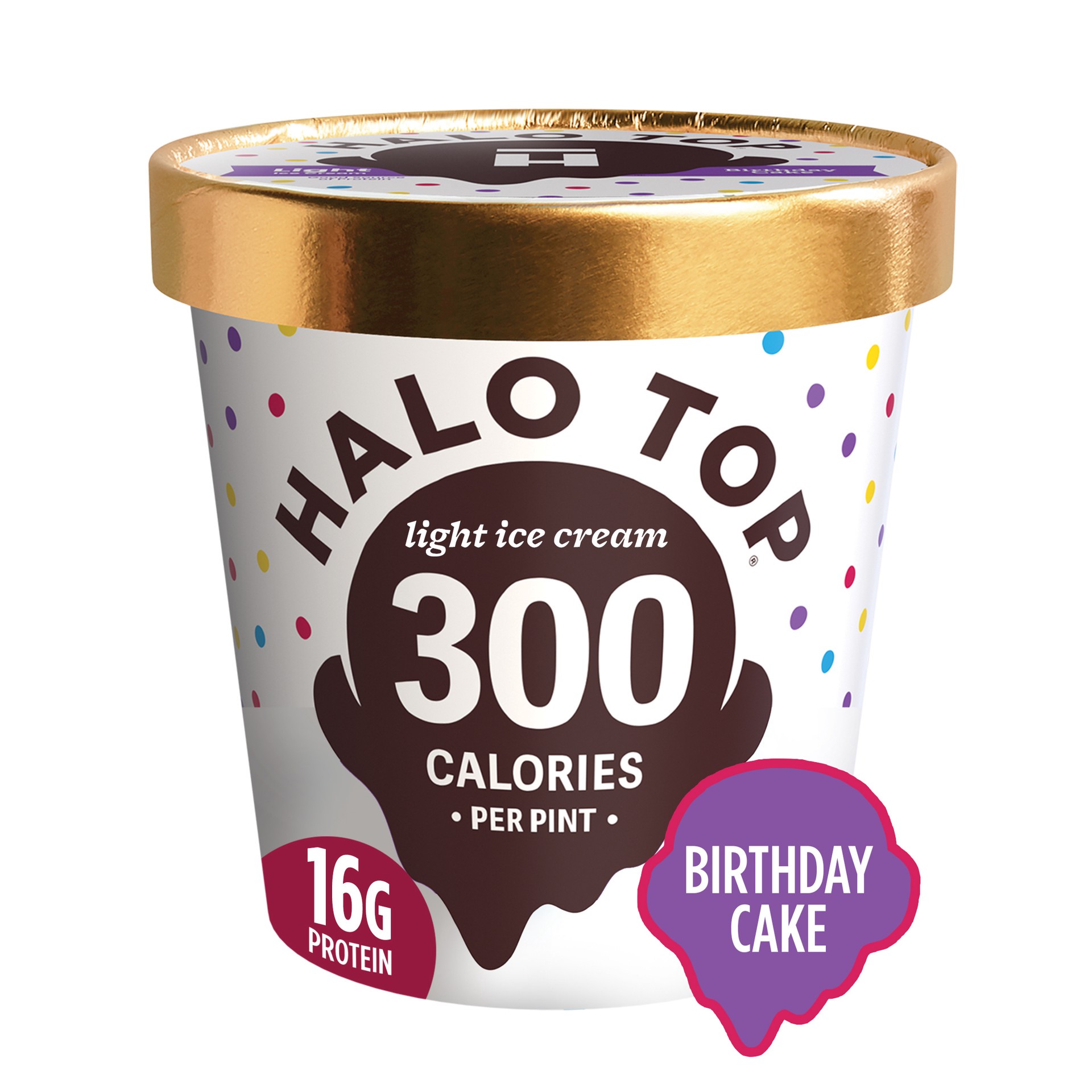 slide 1 of 2, Halo Top Birthday Cake Light Ice Cream, 16 fl oz Pint, 16 fl oz