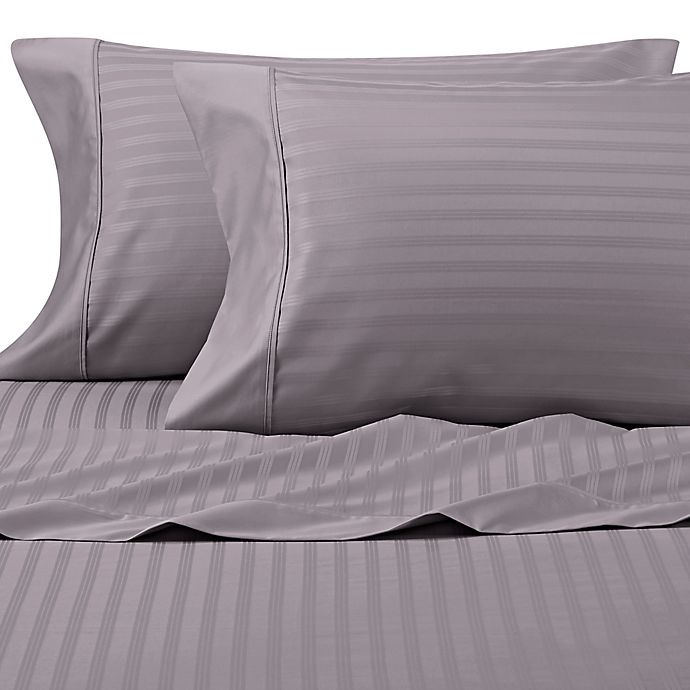 slide 1 of 5, Wamsutta PimaCott Stripe 625-Thread-Count King Sheet Set - Charcoal, 1 ct