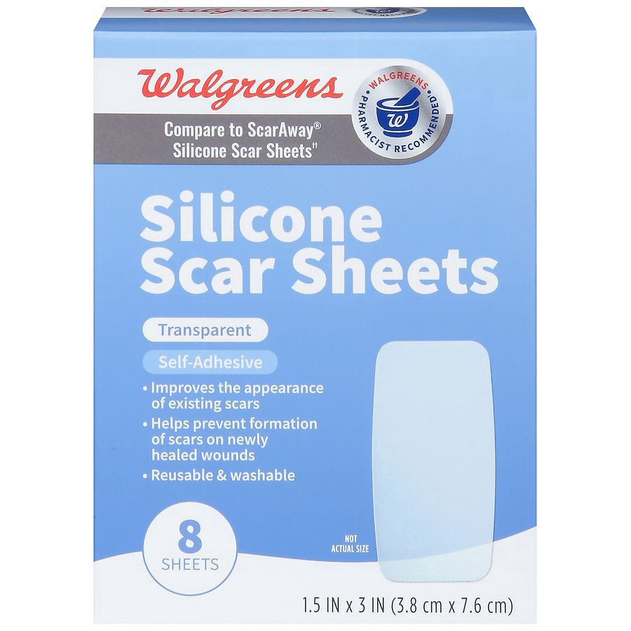 slide 4 of 5, Walgreens Silicone Scar Sheets, 1.5 in x 3 in, 8 ct
