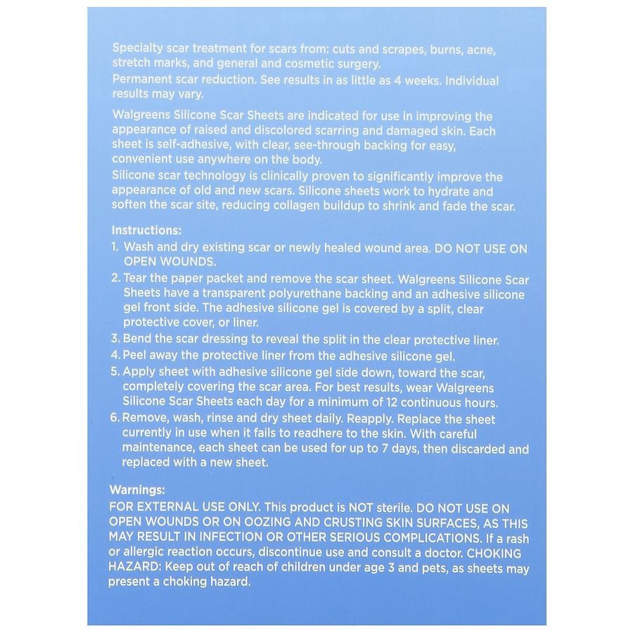 slide 2 of 5, Walgreens Silicone Scar Sheets, 1.5 in x 3 in, 8 ct