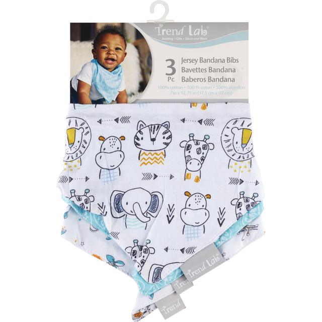 slide 1 of 1, Baby Safari 3Pk Jersey Bandana Bib, 3 ct