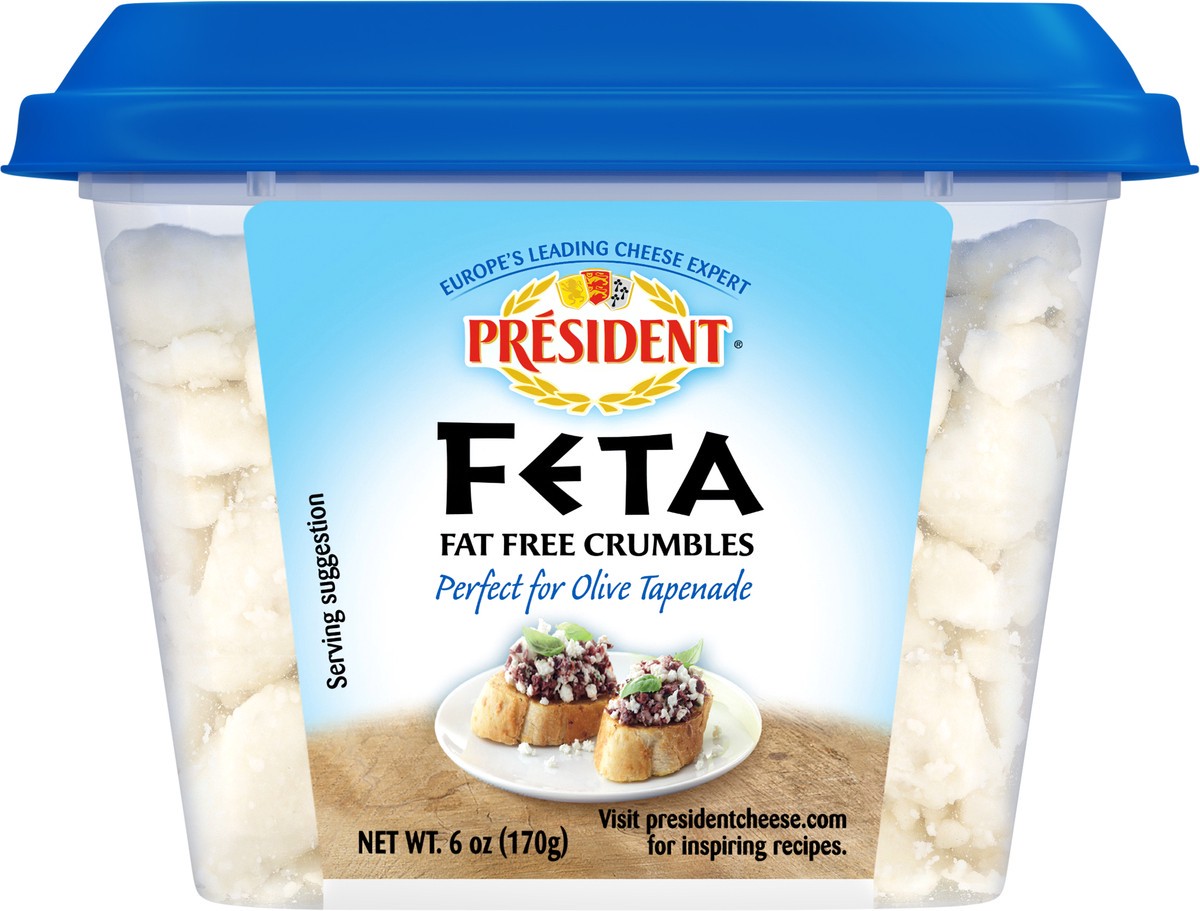 slide 2 of 7, Président Fat Free Feta Crumbles Plain, 6oz, 6 oz