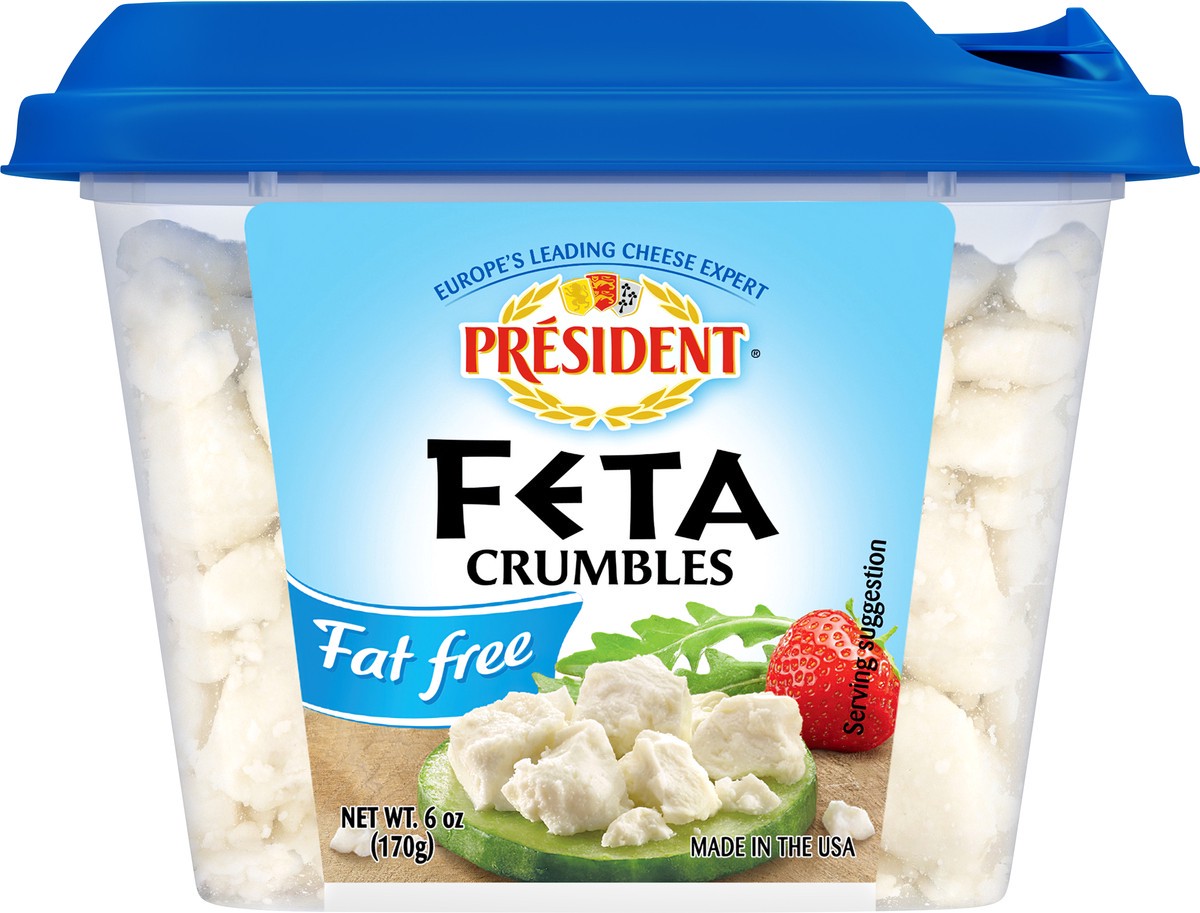 slide 7 of 7, Président Fat Free Feta Crumbles Plain, 6oz, 6 oz