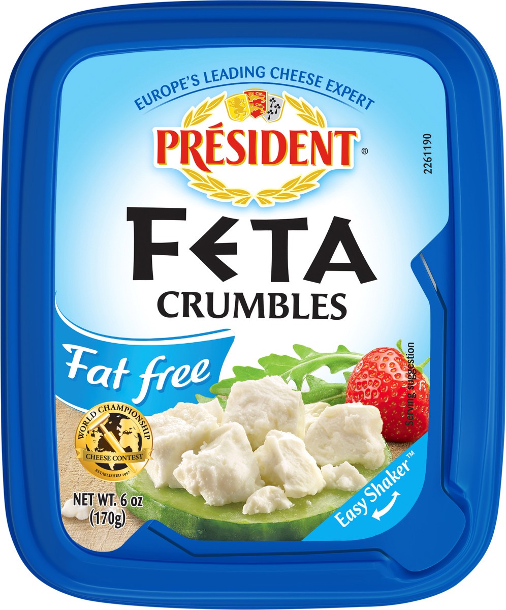 slide 4 of 7, Président Fat Free Feta Crumbles Plain, 6oz, 6 oz