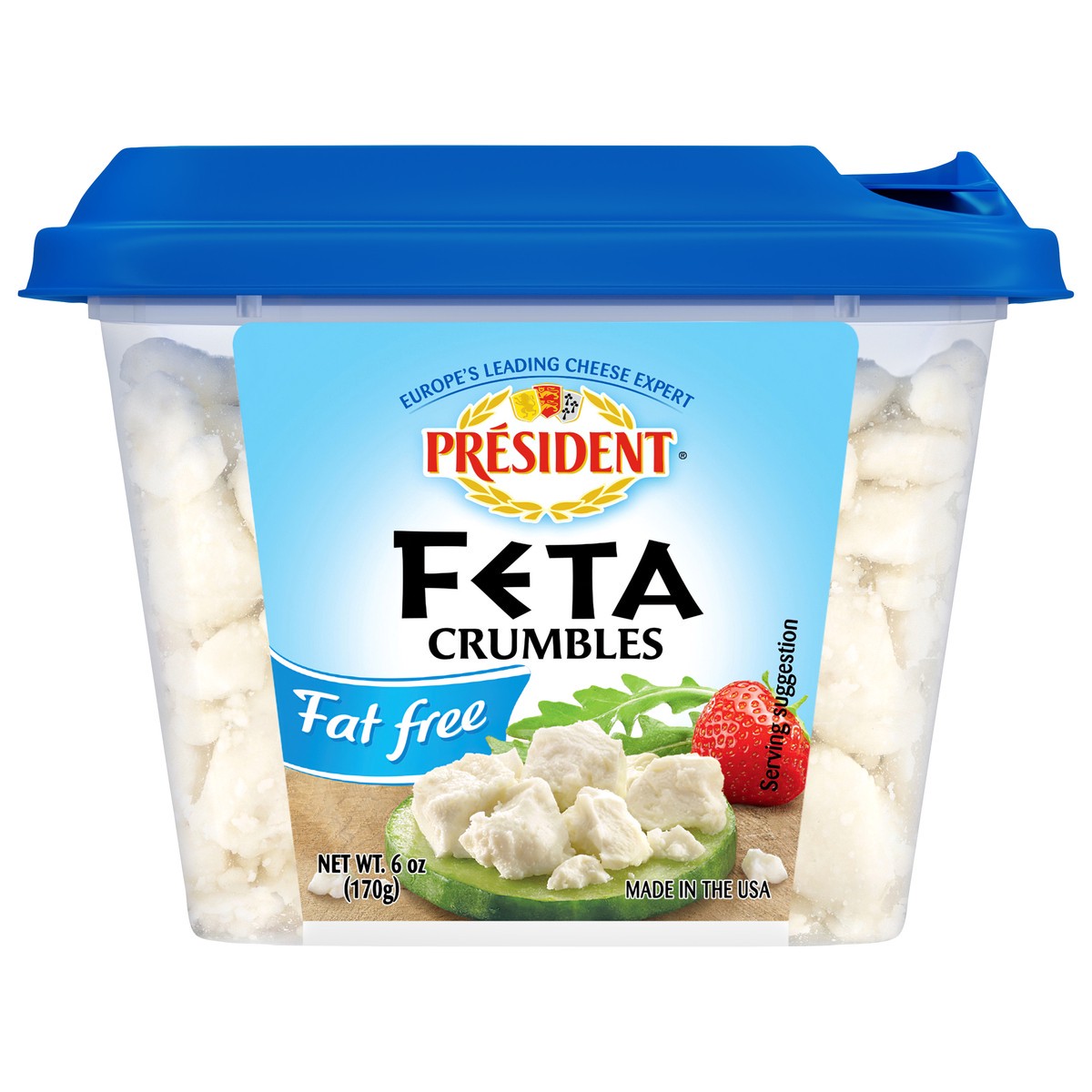 slide 1 of 7, Président Fat Free Feta Crumbles Plain, 6oz, 6 oz