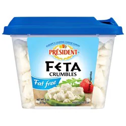 Président Fat Free Feta Crumbles Plain, 6oz