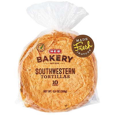 slide 1 of 1, H-E-B Southwest Flour Tortillas, 10 ct