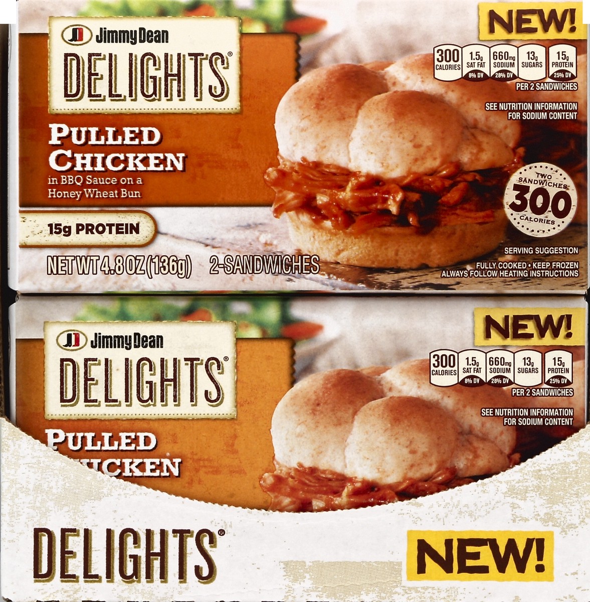 slide 4 of 5, Jimmy Dean Delights Pulled BBQ Chicken Sandwich, 2 ct; 4.8 oz