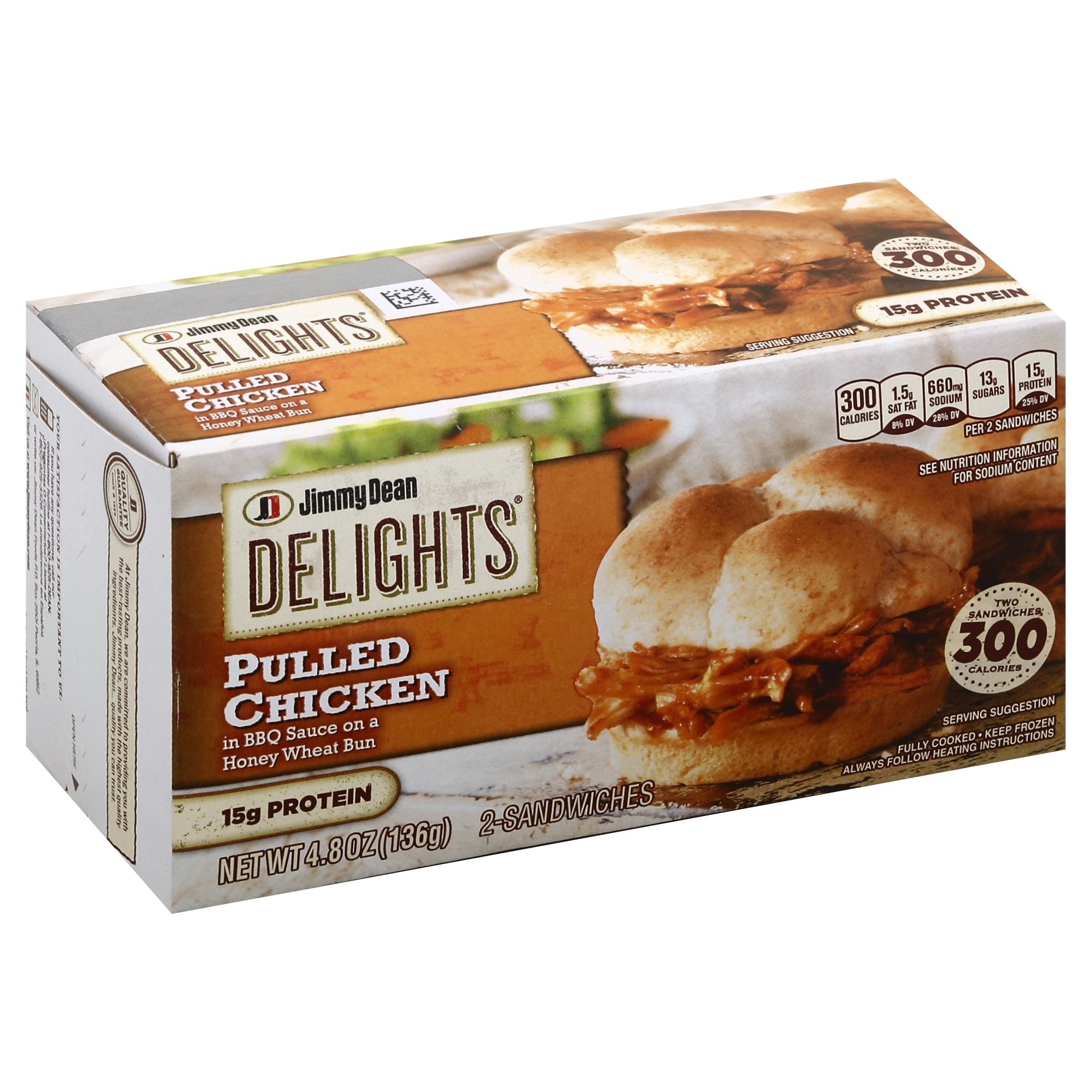 slide 1 of 5, Jimmy Dean Delights Pulled BBQ Chicken Sandwich, 2 ct; 4.8 oz