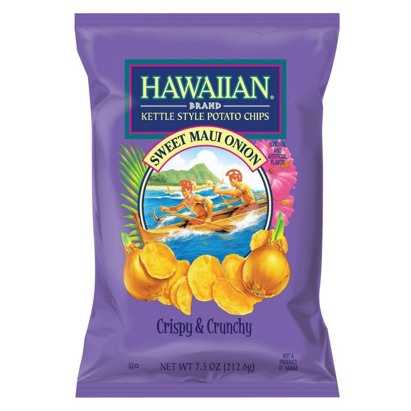 slide 1 of 7, Hawaiian 7.5 oz Hawaiian Brand Sweet Maui Onion Kettle Style Potato Chips, 7.5 oz