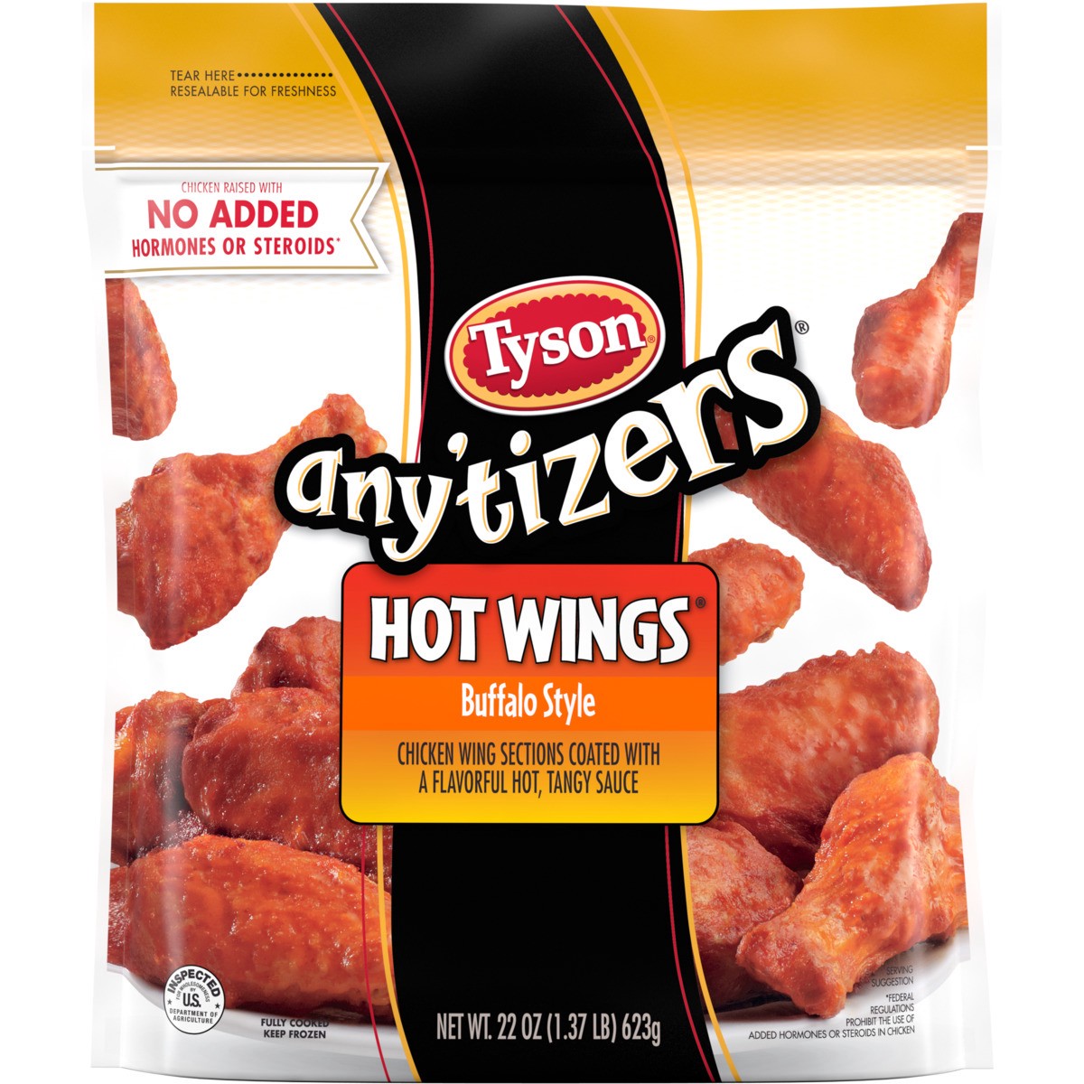 slide 1 of 5, Tyson Any'tizers Buffalo Style Bone-In Chicken Wings, 22 oz. (Frozen), 22 oz