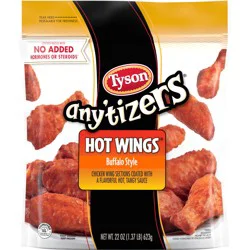 Tyson Any'tizers Frozen Buffalo Style Hot Wings Bone-in Wings, 22 oz