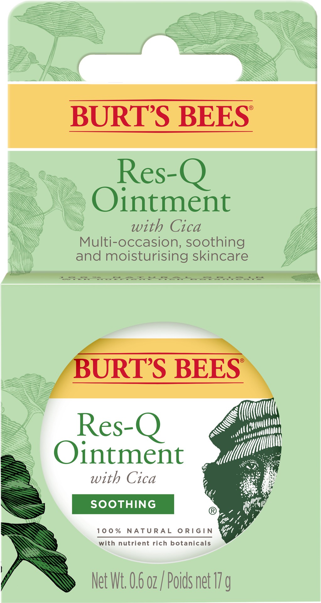 slide 1 of 5, Burt's Bees Res-Q Ointment With Cica, Soothes and Comforts Stressed Skin, 100 Percent Natural Origin Skin Care, 0.6 oz. Tin, 0.6 oz